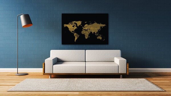 Impresi Obraz Mapa světa černo zlatá - 60 x 40 cm