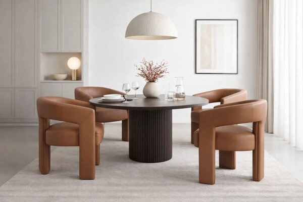 LivinHill Designové jídelní křeslo Leith umělá kůže karamelově hnědé