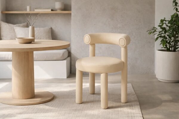 LivinHill Designová jídelní židle Leith umělá kůže krémová