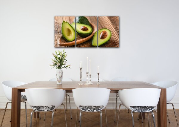 Impresi Obraz Avokáda na dřevě - 120 x 60 cm (3 dílný)