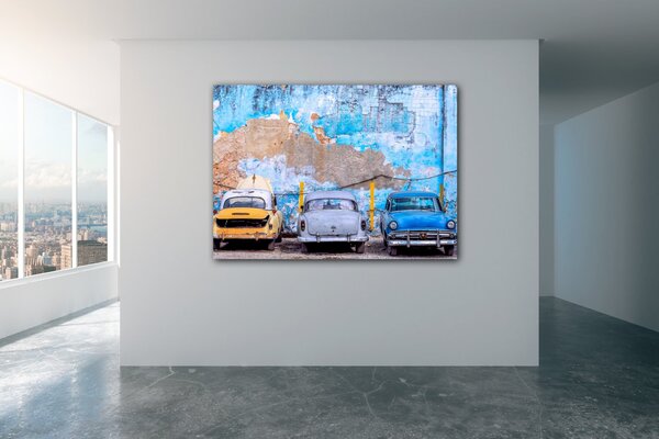 Impresi Obraz Stará modrá auta - 70 x 50 cm