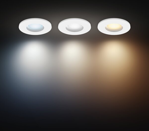 Hue Adore recessed koupelnové svítidlo kulaté 3x4,2W, 2000-6500K, IP44, bílá (3ks)