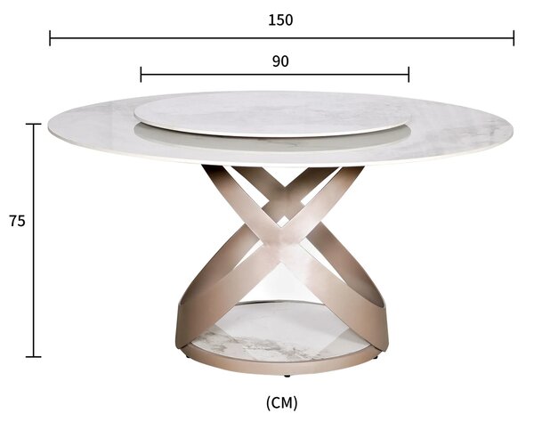 LivinHill Jídelní stůl Modig M44 150 cm růžové zlato/mramor