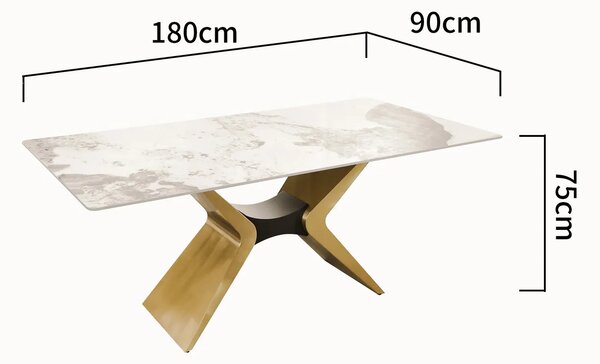 LivinHill Jídelní stůl Modig M40 180 cm zlatý/mramor