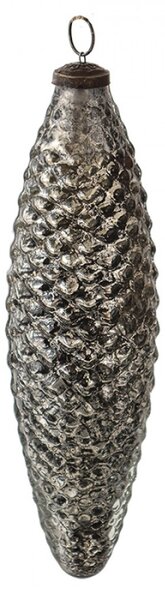 Černá antik skleněná vánoční ozdoba s patinou – 7x25 cm