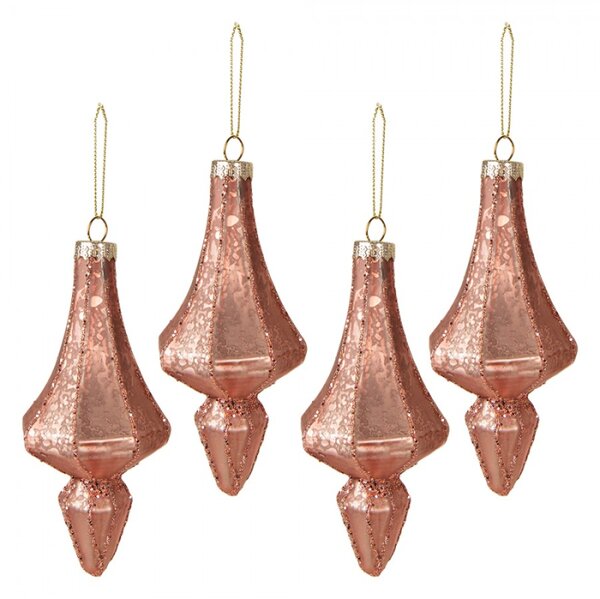4ks růžová vánoční ozdoba baňka XL – 6x15 cm