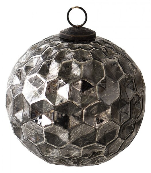 Černá antik skleněná koule Hexagon Black L – 15x15 cm