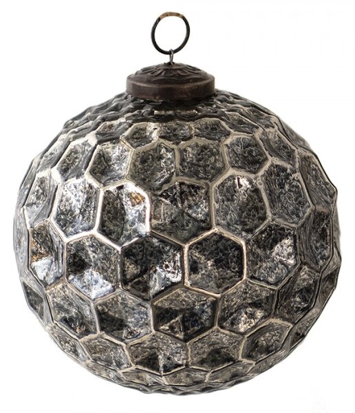 Černá antik skleněná koule Hexagon Black M – 12x12 cm