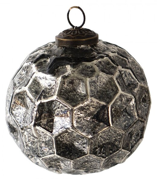 Černá antik skleněná koule Hexagon Black S – 10x10 cm