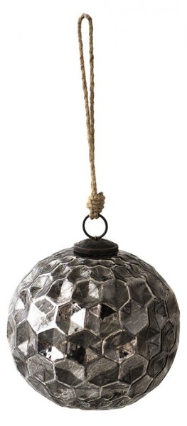 Černá antik skleněná koule Hexagon Black L – 15x15 cm