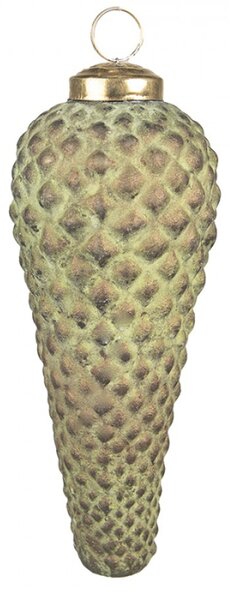 Zeleno-hnědá skleněná ozdoba šiška – 5x15 cm