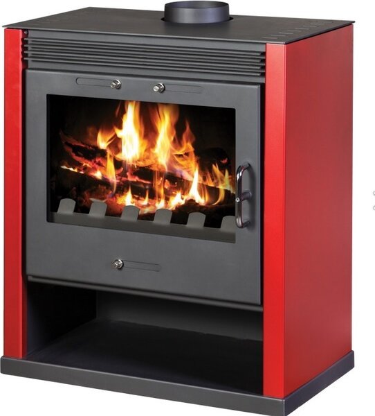 EEK A Červená krbová kamna Victoria Rubin s XXL průzorem - 13 kW