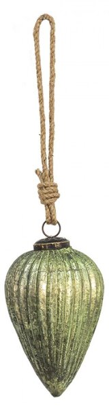 Vánoční koule XL Zelená, Hnědá 9*14 cm – 9x14 cm