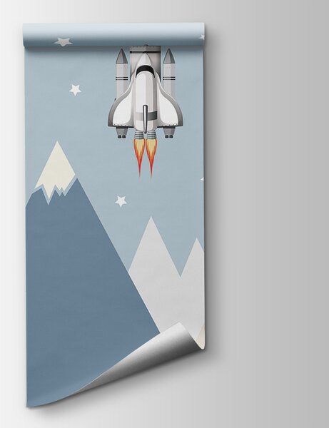 Fototapeta Raketoplán a astronaut na obloze, Dětské fototapety, Populární fototapety, u96333 - Tapeko.co.cz