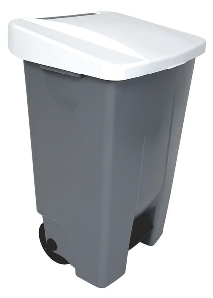 Denox nášlapný odpadkový koš GASTRO 120 L, bílé víko, plastový s kolečky