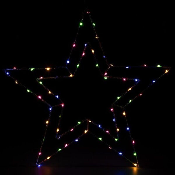 NEXOS Vánoční LED dekorace stříbrná hvězda, 50 cm, barevná