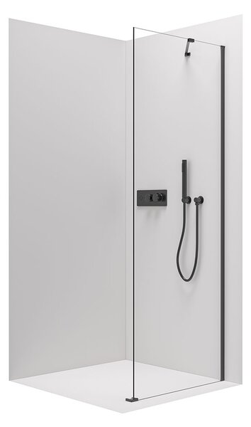 Cerano, pevná sprchová zástěna pro dveře Marino a Volpe 70x190 cm, 6mm čiré sklo, černý profil, CER-CER-420264
