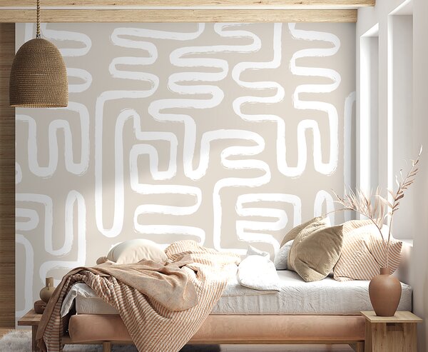 Fototapeta Bílé čáry na béžovém pozadí, Designové fototapety na zeď, Populární fototapety, u96457 - Tapeko.co.cz
