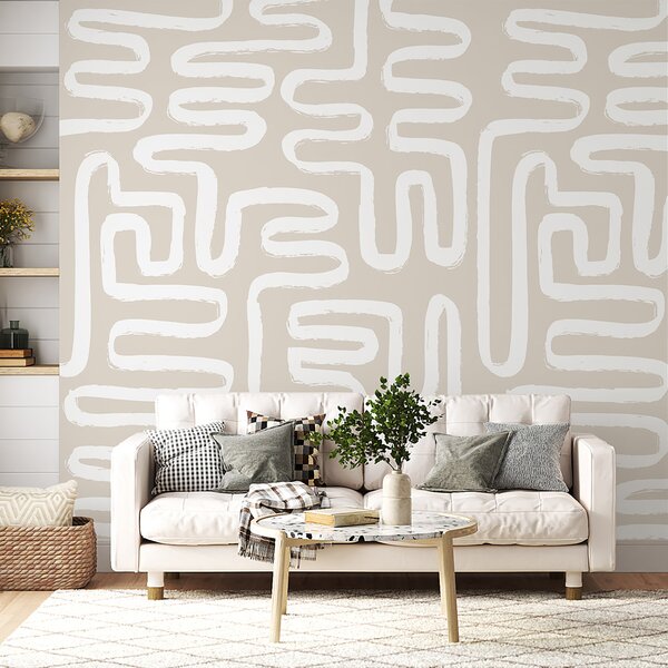 Fototapeta Bílé čáry na béžovém pozadí, Designové fototapety na zeď, Populární fototapety, u96457 - Tapeko.co.cz