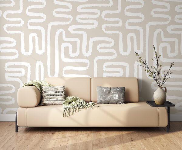 Fototapeta Bílé čáry na béžovém pozadí, Designové fototapety na zeď, Populární fototapety, u96457 - Tapeko.co.cz