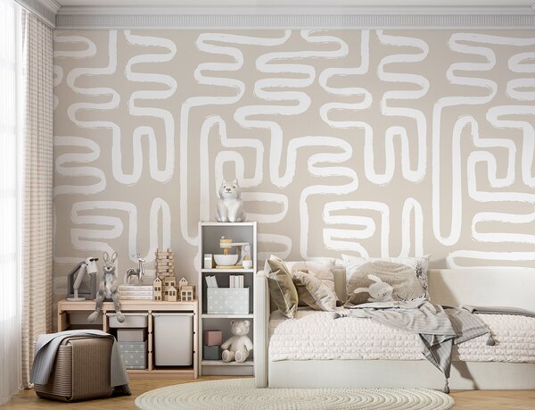 Fototapeta Bílé čáry na béžovém pozadí, Designové fototapety na zeď, Populární fototapety, u96457 - Tapeko.co.cz