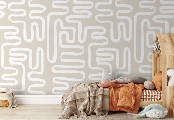 Fototapeta Bílé čáry na béžovém pozadí, Designové fototapety na zeď, Populární fototapety, u96457 - Tapeko.co.cz