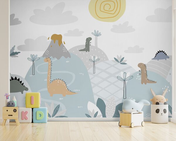 Fototapeta Karikatura dinosaurů na kopci, Dětské fototapety, Populární fototapety, u96460 - Tapeko.co.cz