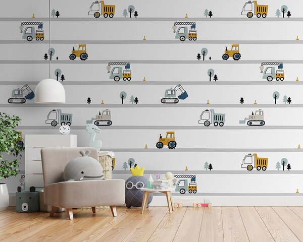Fototapeta Vzor aut a stromů, Dětské fototapety, Populární fototapety, u96465 - Tapeko.co.cz