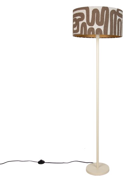 Japandi stojací lampa béžová s hnědo-béžovým pruhovaným stínidlem 50 cm - Simplo