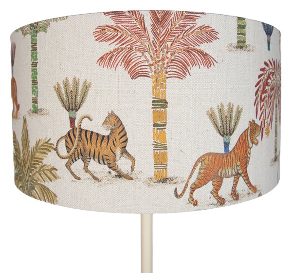 Japandi stojací lampa béžová s vícebarevným stínidlem se zvířecím potiskem 50 cm - Simplo