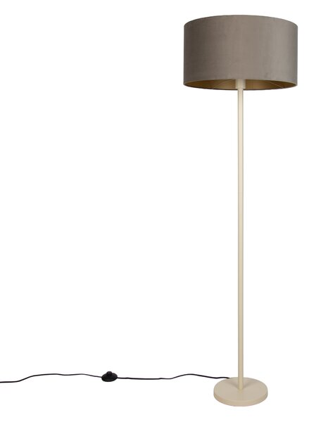 Japandi stojací lampa béžová s taupe stínidlem a zlatým vnitřkem 50cm - Simplo