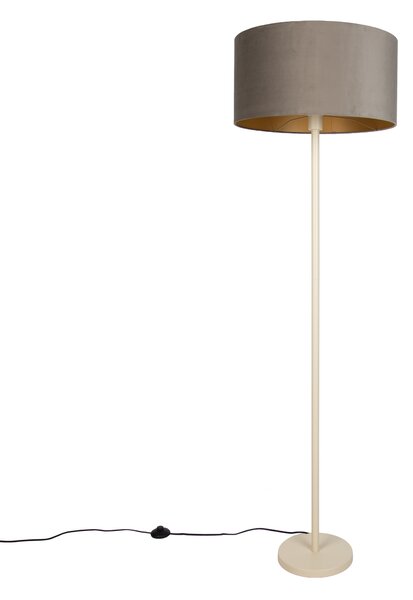 Japandi stojací lampa béžová s taupe stínidlem a zlatým vnitřkem 50cm - Simplo