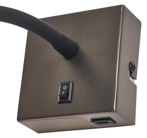 Sada 2 moderních antracitových nástěnných svítidel s USB-C - Gosna