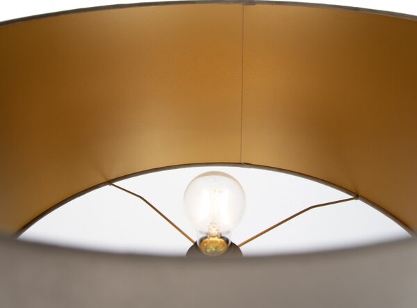 Japandi stojací lampa béžová s taupe stínidlem a zlatým vnitřkem 50cm - Simplo