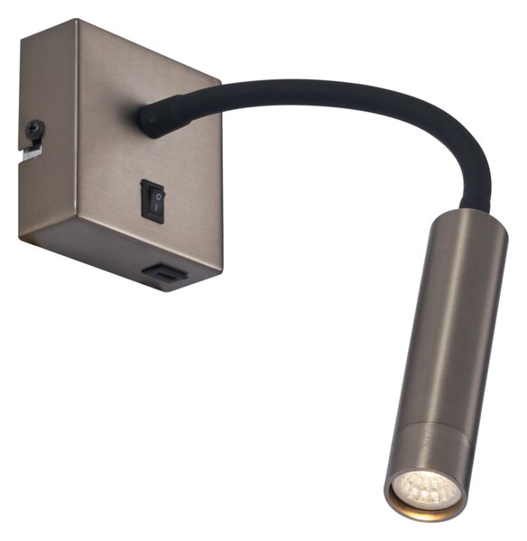 Sada 2 moderních antracitových nástěnných svítidel s USB-C - Gosna