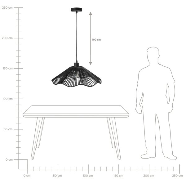 Závěsná lampa MIGORI Papír Černá