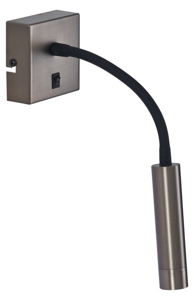 Sada 2 moderních antracitových nástěnných svítidel s USB-C - Gosna