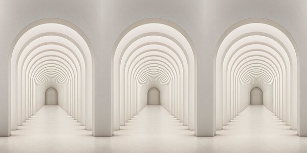Fototapeta Bílá chodba s obloukovými okny, 3D fototapety, Populární fototapety, u96604 - Tapeko.co.cz