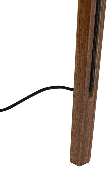 Moderní stojací lampa z ořechového dřeva s béžovým buklé stínidlem 50 cm - Tripod Classic