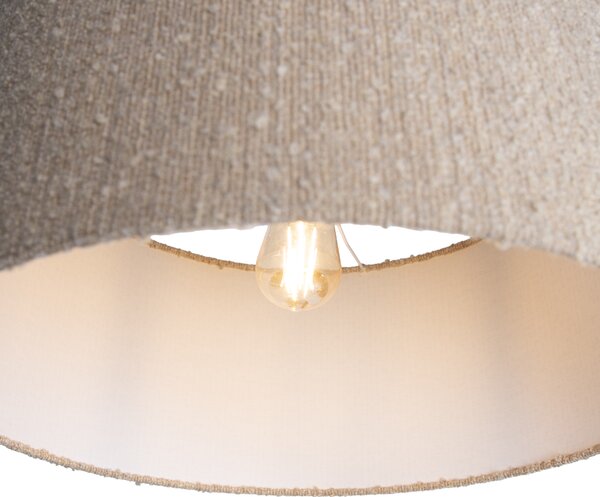 Moderní oblouková lampa černá s mramorovým podstavcem a béžovým bouclé stínidlem 50cm - XXL