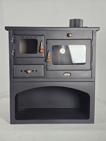 Prity 1P34 dřevěná kamna s troubou a kovovou deskou - 10,1 kW, EEK A