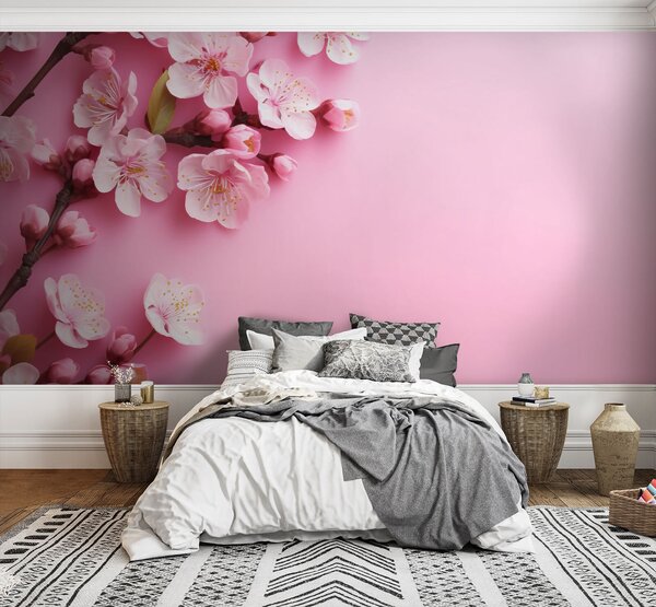 Fototapeta Skupina růžových květů na růžovém pozadí, 3D květinové fototapety, Populární fototapety, u96628 - Tapeko.co.cz