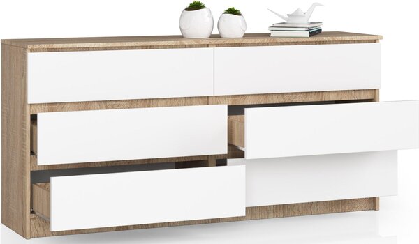AKORD Furniture Factory OP0LK-1DABBIA006, Bílá, Dub, 6 zásuvka/zásuvek, Matný, 16 mm, 71 cm, 400 mm