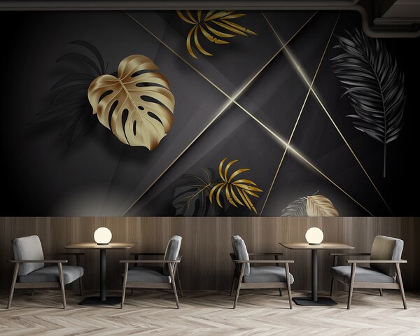 Fototapeta Elegantní kovové listy na tmavém pozadí, Geometrické 3D fototapety, Populární fototapety, u96822 - Tapeko.co.cz