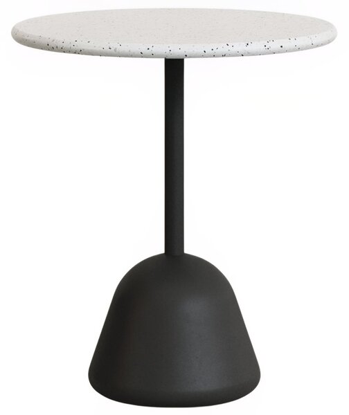 Bílý terrazzo zahradní stůl Kave Home Saura II. 70 cm s černou podnoží