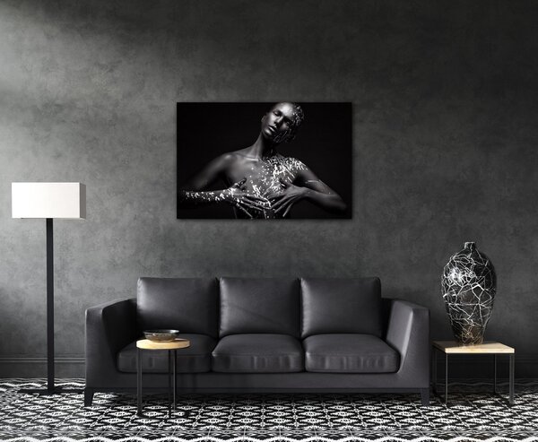 Impresi Obraz Portrét ženy černo stříbrný - 60 x 40 cm