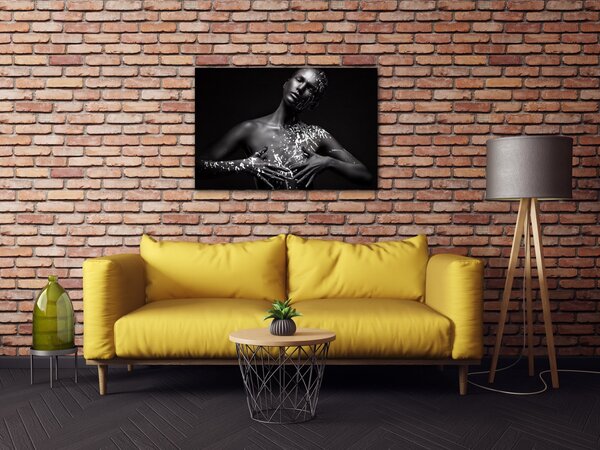 Impresi Obraz Portrét ženy černo stříbrný - 60 x 40 cm
