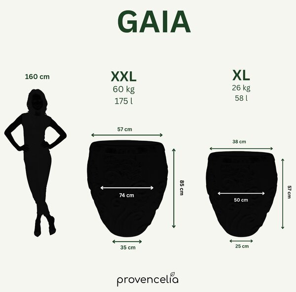 Keramický květináč Gaia - Černá XL (53 cm x 57 cm)