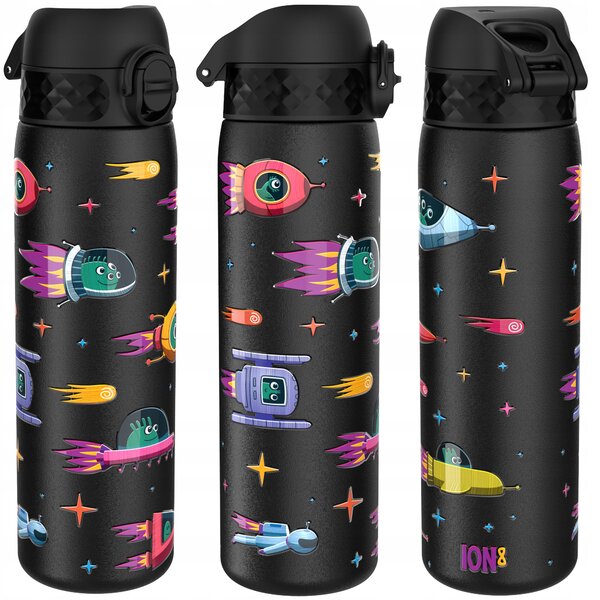 Láhev Na Pití ocelový Ion8 Vesmírné lodě 600 ml černý
