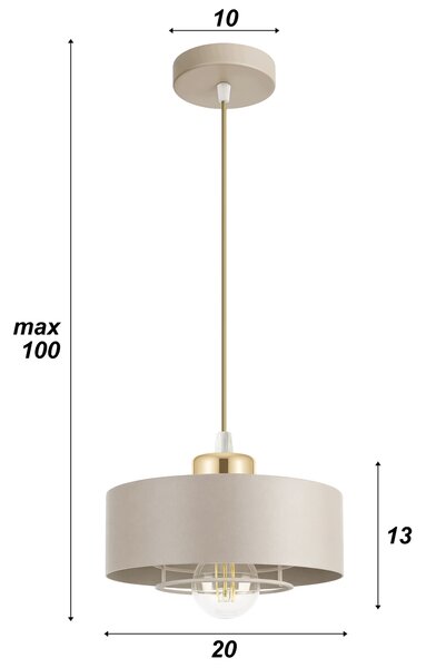 Závěsné svítidlo LEDLUX béžová+zlatá, 1 světelný bod, patice E27